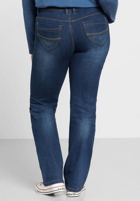 sheego Gerade Stretch-Jeans mit Used-Effekten - blue Denim sheego Bestseller