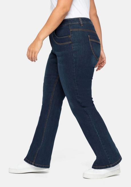 sheego Bootcut Jeans mit innen regulierbarer Bundweite - dark blue Denim sheego Sonderangebote