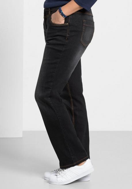 sheego Gerade Jeans mit Used-Effekten - black Denim sheego Neueste Stile