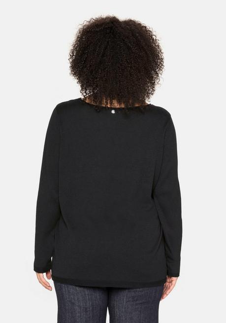 sheego Longpullover mit U-Boot-Ausschnitt und Leinenanteil - schwarz sheego Letzte 2 Tage