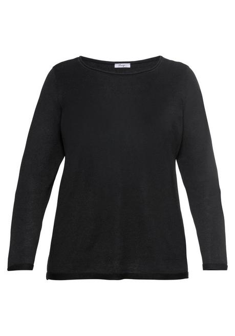 sheego Longpullover mit U-Boot-Ausschnitt und Leinenanteil - schwarz sheego Letzte 2 Tage