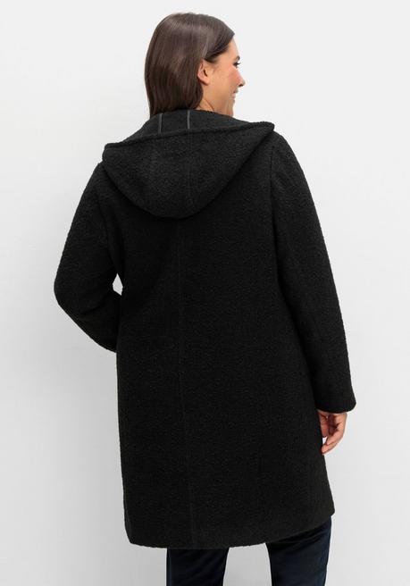 sheego Kapuzenmantel in kuscheliger Bouclé-Qualität - schwarz sheego Bis zu 50% Rabatt