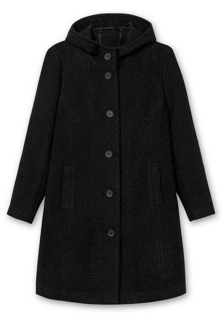 sheego Kapuzenmantel in kuscheliger Bouclé-Qualität - schwarz sheego Bis zu 50% Rabatt