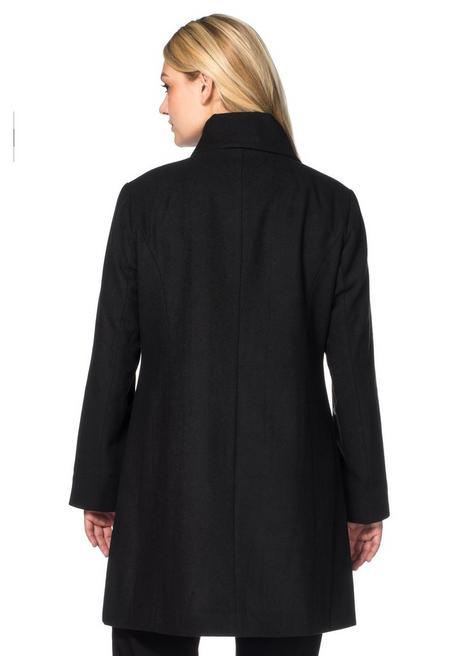 sheego Kurzmantel mit asymmetrischem Kragen - schwarz sheego Nur für heute