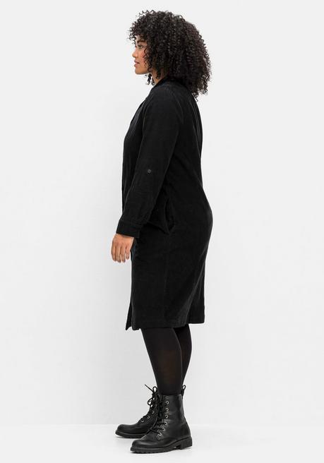 sheego Hemdblusenkleid aus weichem Cord - schwarz sheego Sonderangebot der Fabrik