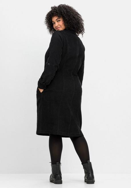 sheego Hemdblusenkleid aus weichem Cord - schwarz sheego Sonderangebot der Fabrik