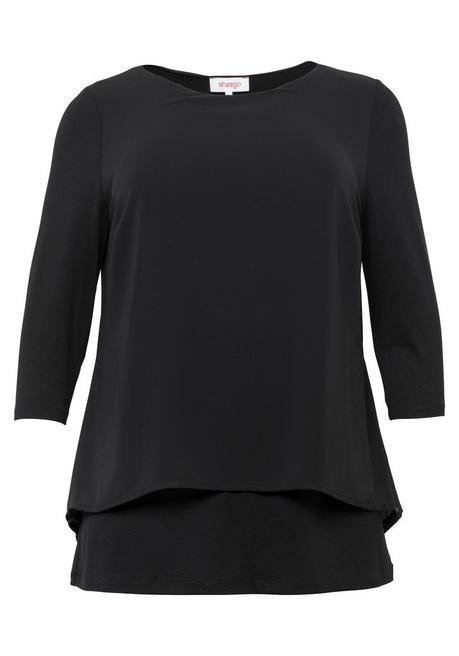 sheego Blusenshirt in leichter A-Linie mit Zipfelsaum - schwarz sheego Super Rabatt