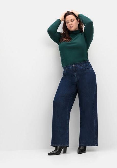 sheego Weite High-Waist-Jeans im Curvy-Schnitt ELLA - dark blue Denim sheego 50% Rabatt mit kostenlosem Versand