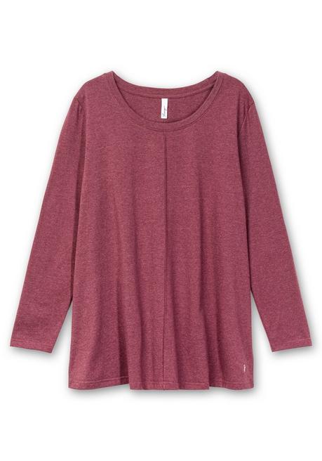 sheego Fein meliertes Langarmshirt in A-Linie, mit Rundhals - brombeer meliert sheego Begrenzt auf 3 Tage