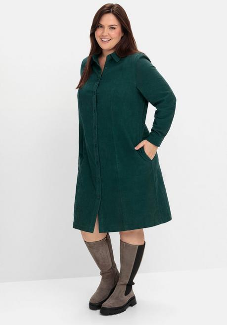 sheego Hemdblusenkleid aus weichem Cord - tiefgrün sheego Speichern exportieren
