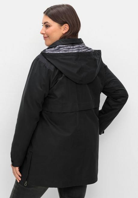 sheego Parka mit gestreiftem Futter, wasserabweisend - schwarz sheego Black Friday Preise