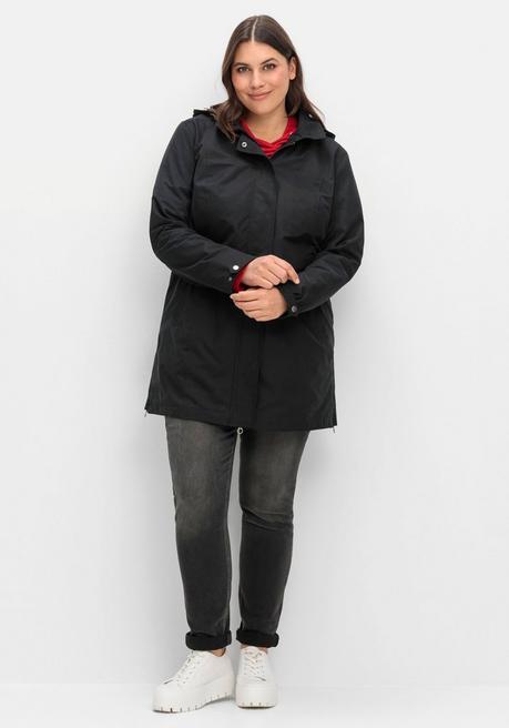 sheego Parka mit gestreiftem Futter, wasserabweisend - schwarz sheego Black Friday Preise