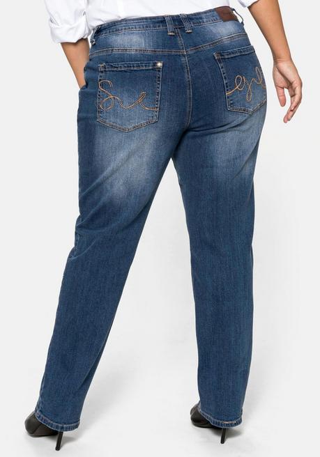 sheego Gerade Jeans mit Shaping-Einsatz - blue Denim sheego Im Verkauf