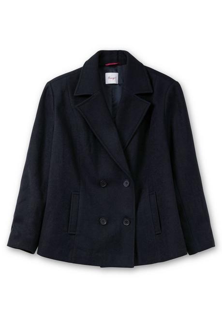 sheego Kurze, gefütterte Cabanjacke mit Wollanteil - tiefblau sheego zollfrei