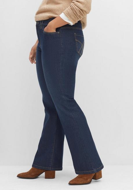 sheego Bootcut-Jeans mit Kontrastnähten - dark blue Denim sheego Online
