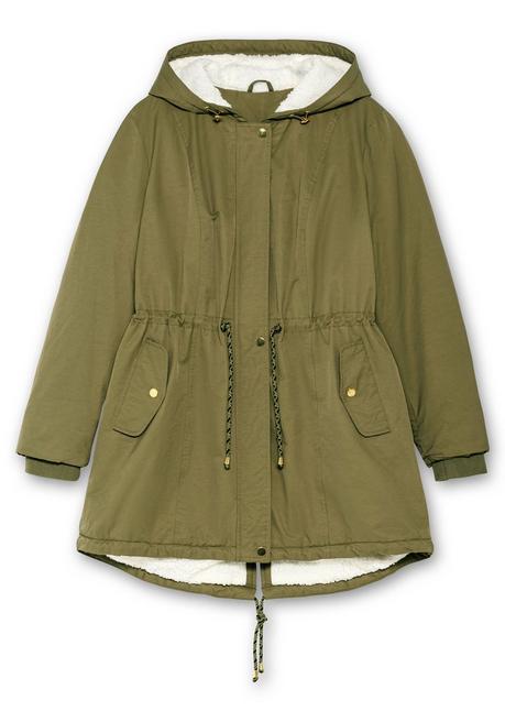 sheego Wattierte Jacke im Parka-Stil mit kuscheliger Kapuze - oliv sheego Outlet
