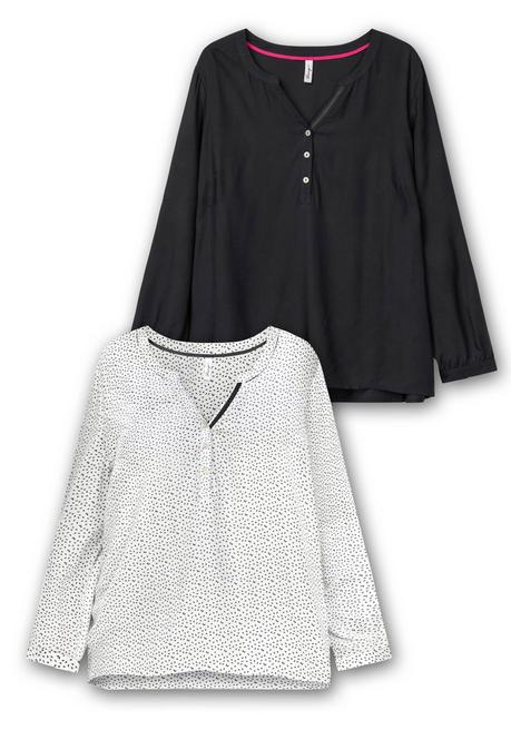 sheego Doppelpack Tuniken, uni und gemustert - schwarz+weiß gemustert sheego Verkauf