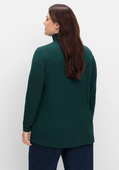 sheego Langarmshirt mit Rollkragen, in A-Linie - tiefgrün sheego Angebote