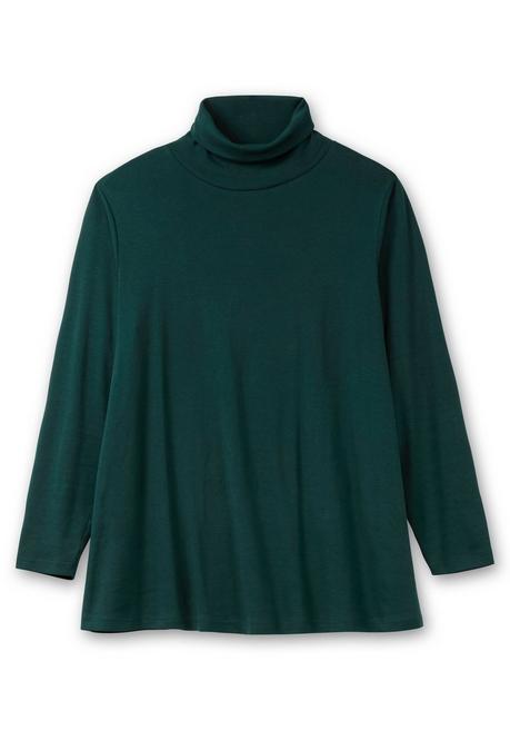 sheego Langarmshirt mit Rollkragen, in A-Linie - tiefgrün sheego Angebote
