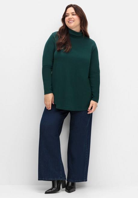 sheego Langarmshirt mit Rollkragen, in A-Linie - tiefgrün sheego Angebote