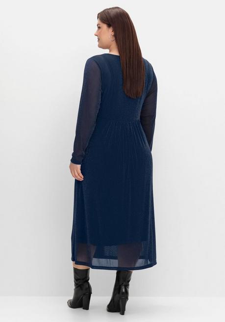sheego Abendkleid mit Mesh und Effektgarn - saphir sheego im Angebot