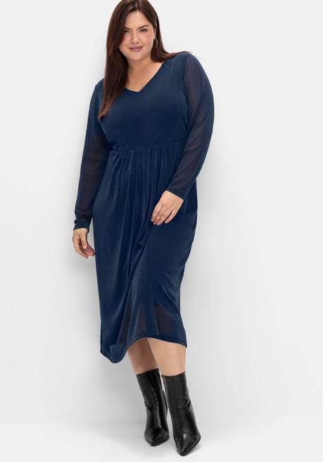 sheego Abendkleid mit Mesh und Effektgarn - saphir sheego im Angebot