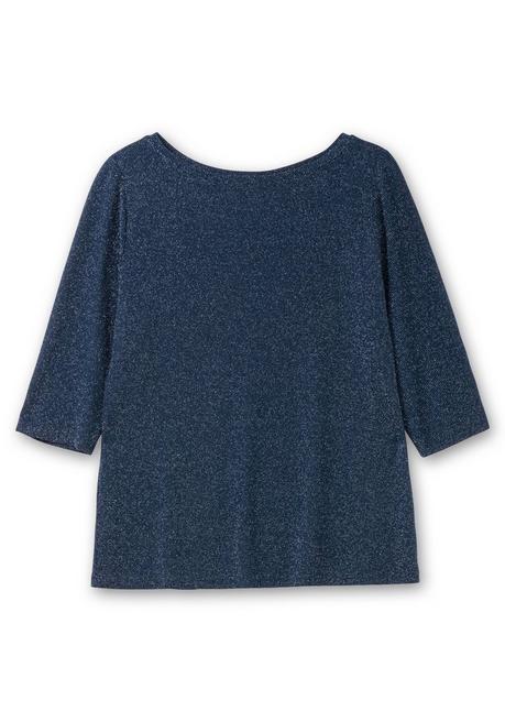 sheego 3/4-Arm-Shirt mit Glitzergarn und U-Boot-Ausschnitt - saphir sheego Günstiger Verkauf
