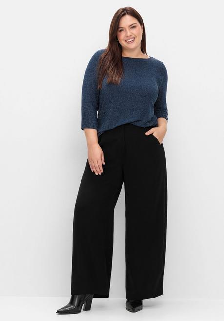 sheego 3/4-Arm-Shirt mit Glitzergarn und U-Boot-Ausschnitt - saphir sheego Günstiger Verkauf