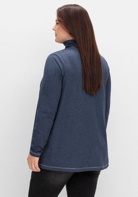 sheego Langarmshirt in A-Linie, mit Stehkragen - saphir meliert sheego Fabrikverkauf