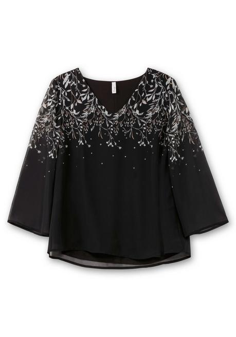 sheego Gefütterte Chiffontunika mit Alloverprint - schwarz-weiß gemustert sheego Meist gekauft