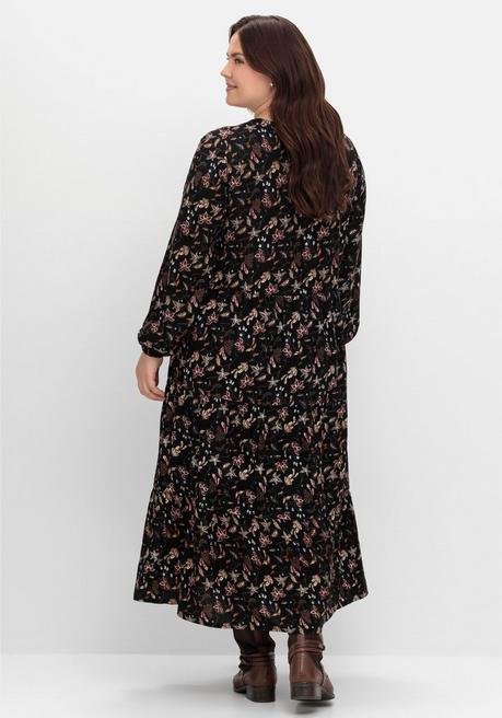 sheego Gestuftes Maxikleid mit Alloverprint - schwarz bedruckt sheego Blitzverkäufe