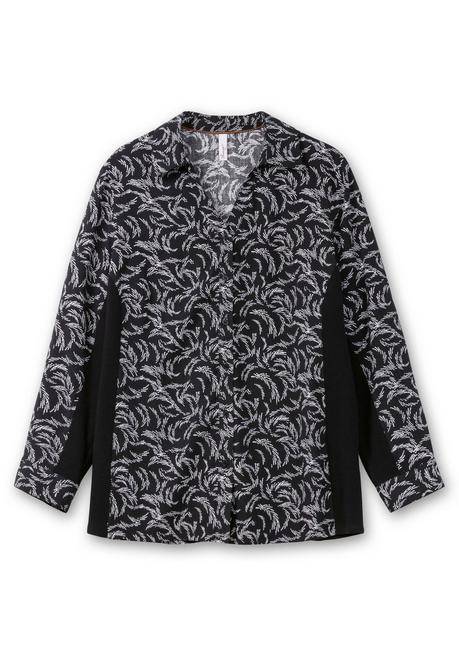 sheego Bluse mit Print und elastischen Einsätzen - schwarz-weiß gemustert sheego Kostenloser Versand