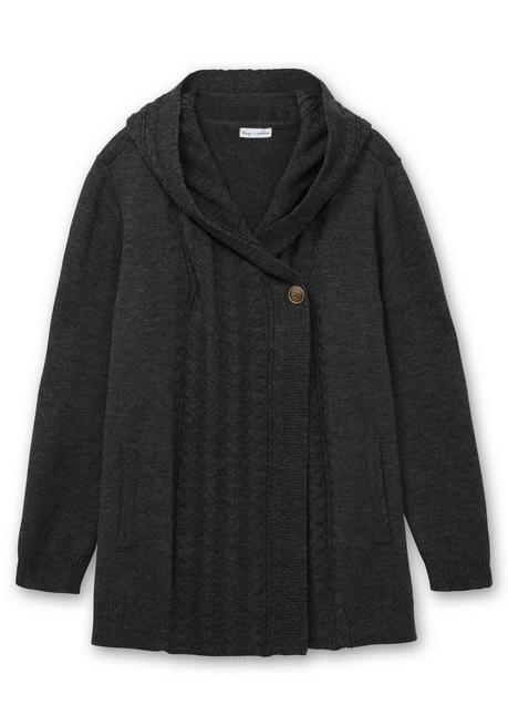 sheego by Joe Browns Cardigan mit Kapuze und Knopfverschluss - anthrazit sheego Limitierter Zeitrabatt
