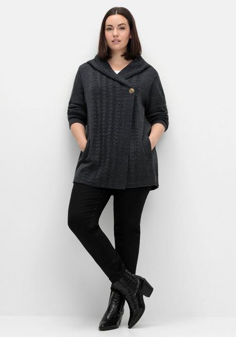 sheego by Joe Browns Cardigan mit Kapuze und Knopfverschluss - anthrazit sheego Limitierter Zeitrabatt