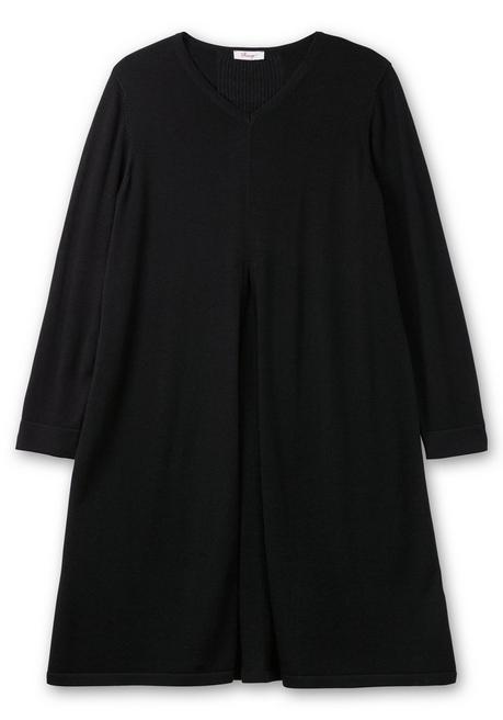 sheego Longpullover in A-Linie, mit langem Schlitz vorn - schwarz sheego Rabatt