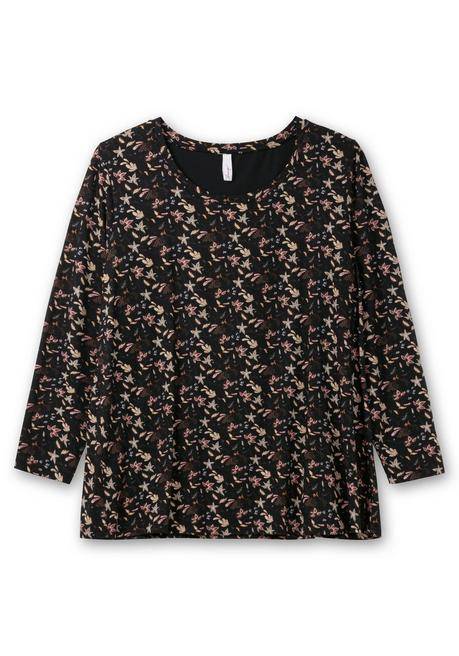 sheego Langarmshirt mit Alloverdruck, in A-Linie - schwarz gemustert sheego Günstig kaufen