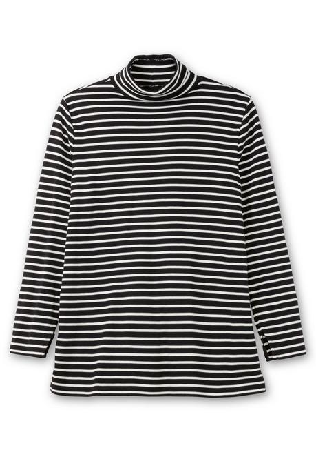 sheego Ringelshirt mit Rollkragen, in Rippqualität - schwarz-weiß sheego Versandkostenfrei