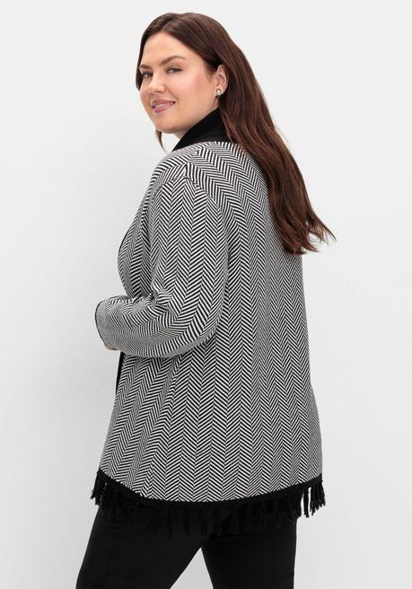 sheego Strickjacke im Fischgrätmuster, mit Schalkragen - schwarz-weiß sheego Online Shopping