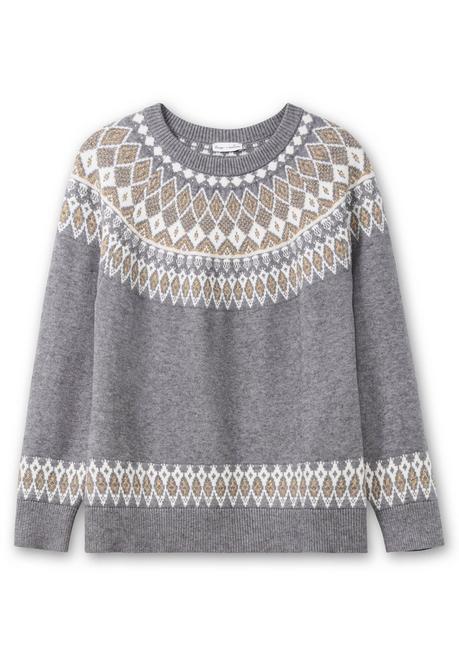 sheego by Joe Browns Jacquardpullover mit Norwegermuster - grau meliert sheego Cyber Monday