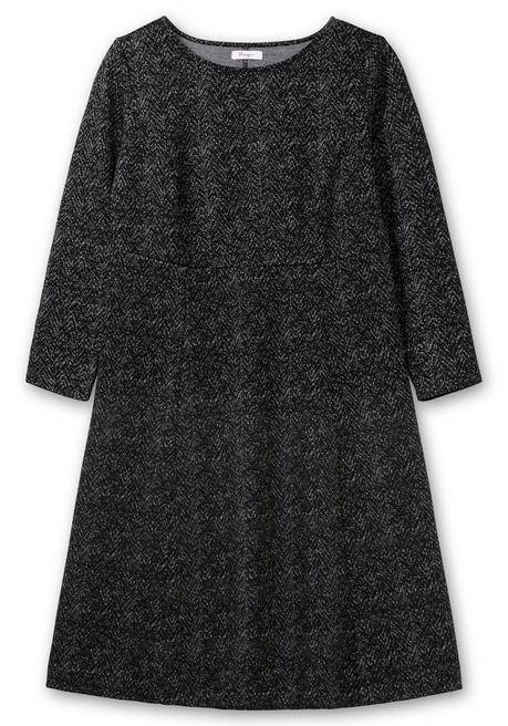 sheego Midikleid aus Interlock, im Jacquardmuster - schwarz gemustert sheego Weihnachtsangebot
