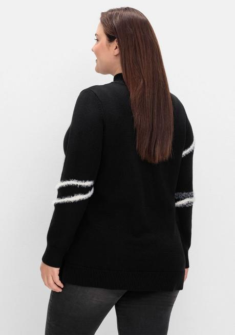 sheego Pullover mit Intarsienmuster aus Flauschgarn - schwarz gemustert sheego Jubiläumsangebot