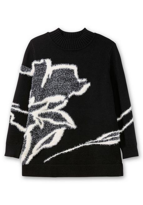 sheego Pullover mit Intarsienmuster aus Flauschgarn - schwarz gemustert sheego Jubiläumsangebot