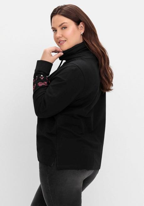 sheego Sweatshirt mit Norwegerprint und weitem Stehkragen - schwarz bedruckt sheego Lagerräumung