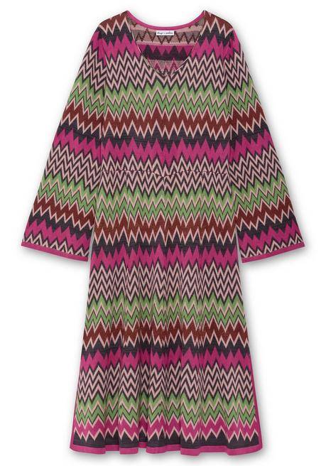 sheego by Joe Browns Wadenlanges Strickkleid im Zickzack-Muster - beere gemustert sheego Top Angebot