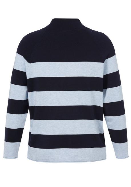 VIA APPIA DUE Gestreifter Pullover mit Tunnelzug am Stehkragen - indigo gestreift sheego Online Outlet