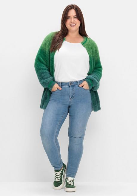 sheego by Joe Browns Strickjacke im Farbverlauf, aus Flausch-Garn - grün-blau sheego Riesige Ersparnisse
