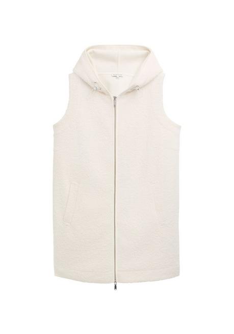 TOM TAILOR Plus Teddyweste in Longform, mit Kapuze - offwhite sheego Tiefpreis