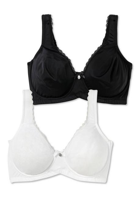 sheego Doppelpack Bügel-BHs mit Spitzenborten - schwarz+weiß sheego Super Sparpreis