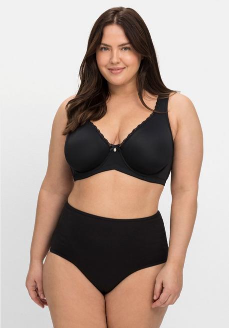 sheego Doppelpack Bügel-BHs mit Spitzenborten - schwarz+weiß sheego Super Sparpreis