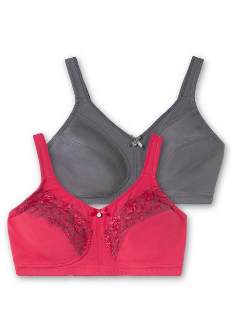 sheego Doppelpack Entlastungs-BH ohne Bügel - graphit+orchidee sheego Neueste Stile